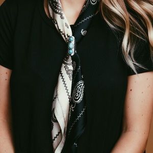 Black and white silky bandana